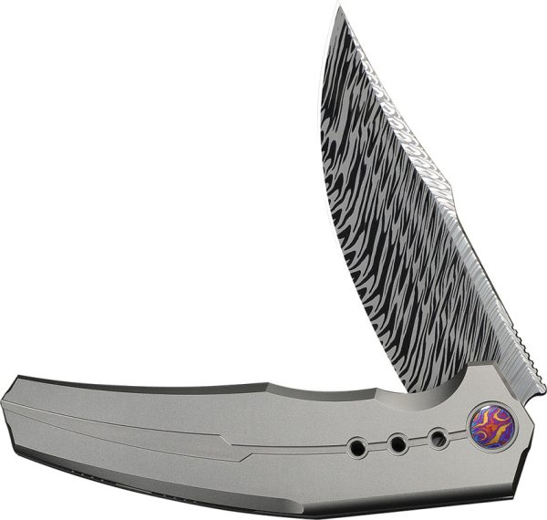 We Knife Co Ltd Kyklos Framelock Damascus 3.75in Folding Knife