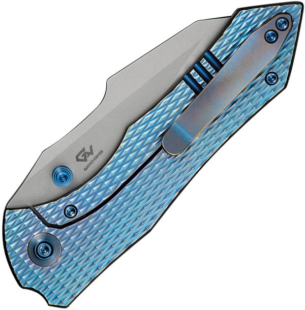 We Knife Co Ltd High-Fin XL Framelock Folding Knife Blue Titanium 3.5" CPM-20CV