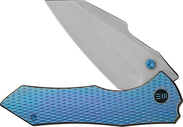 We Knife Co Ltd High-Fin XL Framelock Folding Knife Blue Titanium 3.5" CPM-20CV