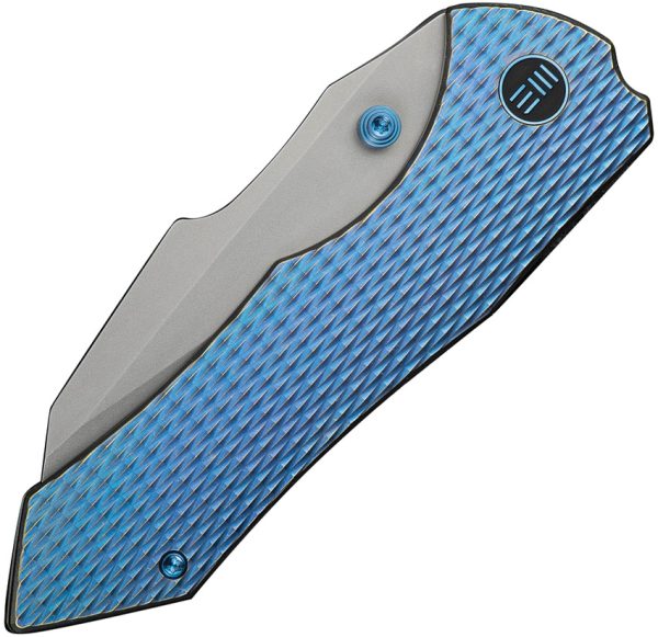 We Knife Co Ltd High-Fin XL Framelock Folding Knife Blue Titanium 3.5" CPM-20CV