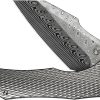 We Knife Co Ltd High-Fin XL Framelock Folding Knife 3.5" Damasteel Gray Titanium