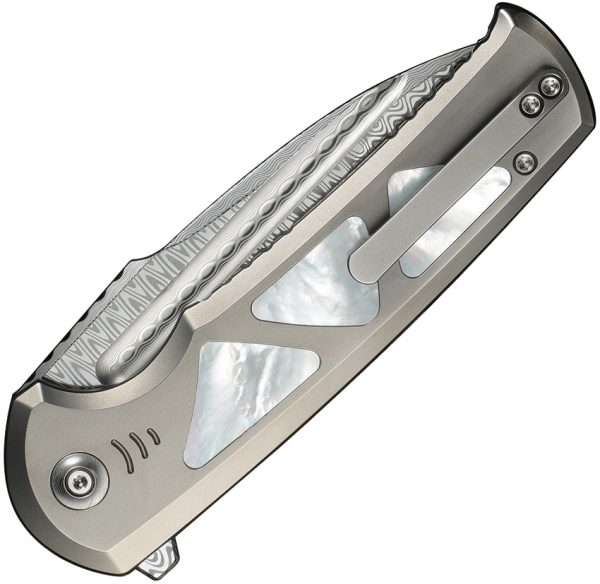 We Knife Co Ltd Sylox Button Lock Folding Knife Damascus 3.88" w/ Case