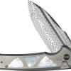 We Knife Co Ltd Sylox Button Lock Folding Knife Damascus 3.88" w/ Case