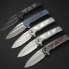 We Knife Co Ltd Sylox Button Lock Folding Knife Damascus 3.88" w/ Case