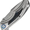 We Knife Co Ltd Tighe Down Button Lock Folding Knife 4" Bohler M390 Gray/Blue Carbon Fiber