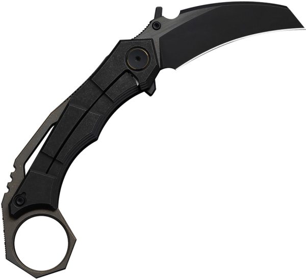 We Knife Co Ltd Tayra Framelock Folding Knife, 2.25" Bohler M390 Hawkbill, Black Titanium
