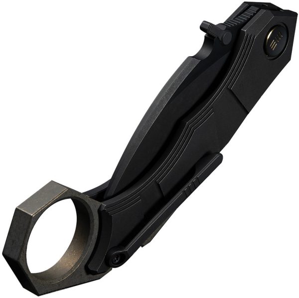 We Knife Co Ltd Tayra Framelock Folding Knife, 2.25" Bohler M390 Hawkbill, Black Titanium