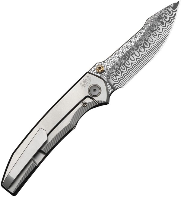 We Knife Co Ltd Ryson Framelock Folding Knife 3.3" Damasteel Gray Titanium