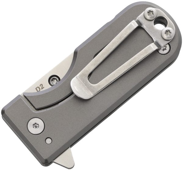 Wesn Goods Microblade Framelock Folding Knife D2 Gray Titanium