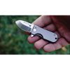 Wesn Goods Microblade Framelock Folding Knife D2 Gray Titanium