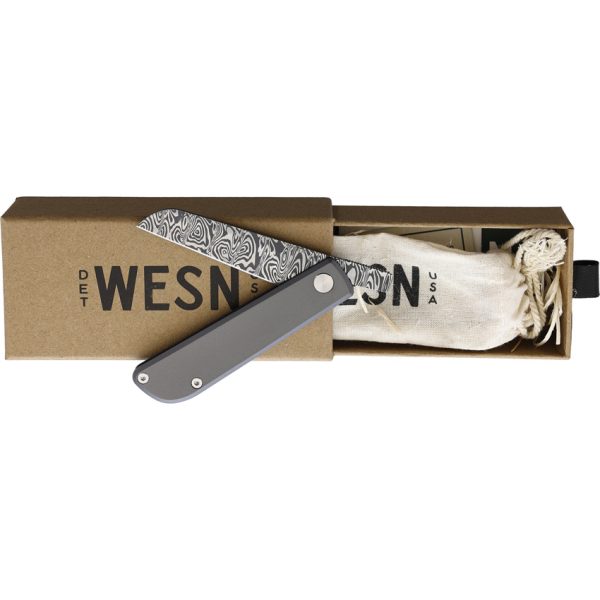 Wesn Goods Samla Folder Titanium Damascus 2.5 Inch Blade