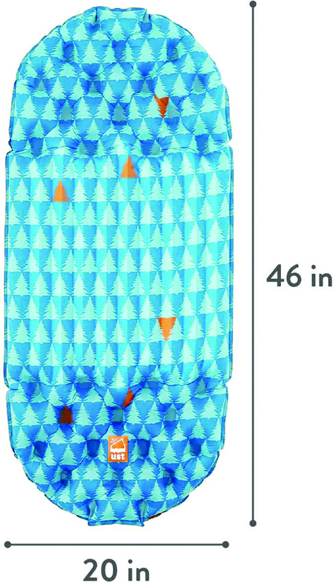ust freestyle product image with dimensions for website UST Freestyle Sleeping Mat 46" x 20" Conifer with Pump Stuff Sack
