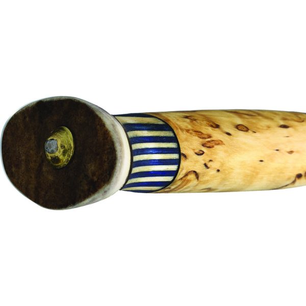 Wood Jewel Large Lion Fixed Blade Knife 5" Carbon Steel Curly Birch