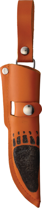 Wood Jewel Pukari Fixed Blade Knife 3.75" Stainless Orange w/ Sheath