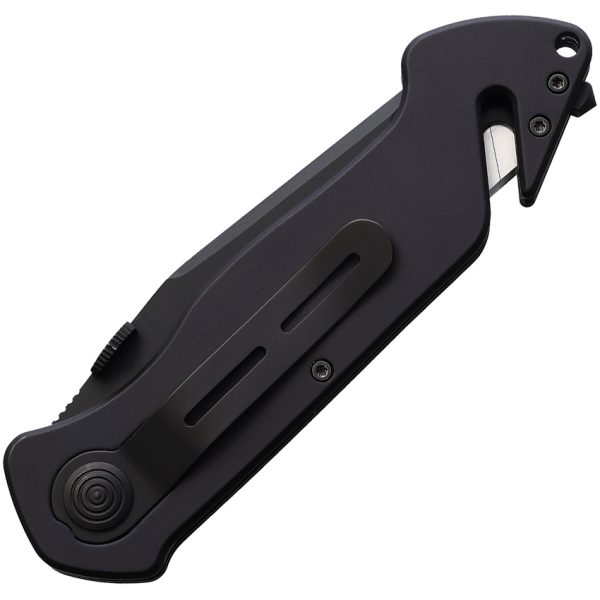 Waffentechnik Rescue Button Lock Folding Knife 3.75in Black