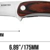 WONITAC Linerlock Folding Knife 3" 14C28N Sandalwood Red