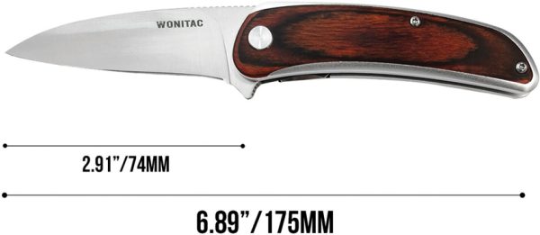 WONITAC Linerlock Folding Knife 3" 14C28N Sandalwood Red