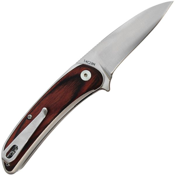 WONITAC Linerlock Folding Knife 3" 14C28N Sandalwood Red