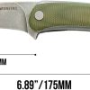 WONITAC Linerlock Folding Knife 3" 14C28N Stonewash Green Micarta