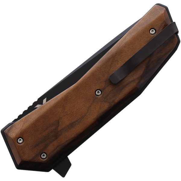 WXK00201_add_01 Steel Sharp Designs WOOX Leggenda Linerlock Folding Knife 3.5" Black Blade Walnut Handle