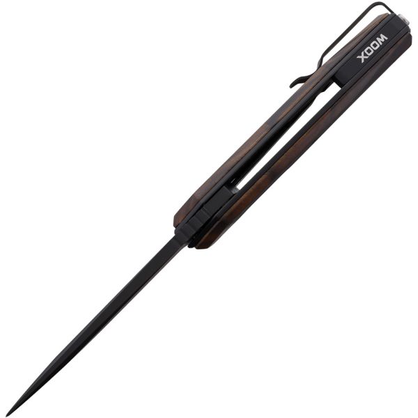 WXK00201_add_02 Steel Sharp Designs WOOX Leggenda Linerlock Folding Knife 3.5" Black Blade Walnut Handle