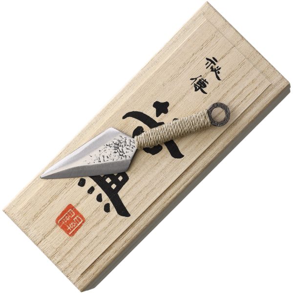 YSH02_add_02 Yoshiharu Kunai Paper Knife 2" Stainless Blade Brown Cord Handle