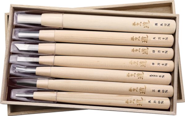 Yoshiharu Woodcarving Knife 7-Piece Set with Storage Box