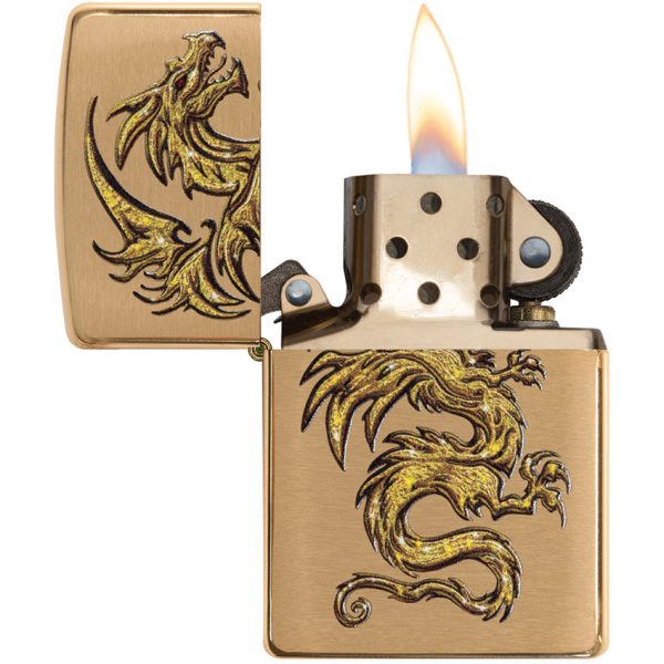 Zippo Dragon Brushed Brass Lighter