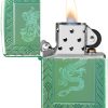 Zippo Dragon Design Armor High Polish Green Lighter