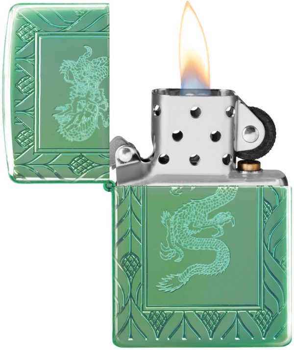 Zippo Dragon Design Armor High Polish Green Lighter