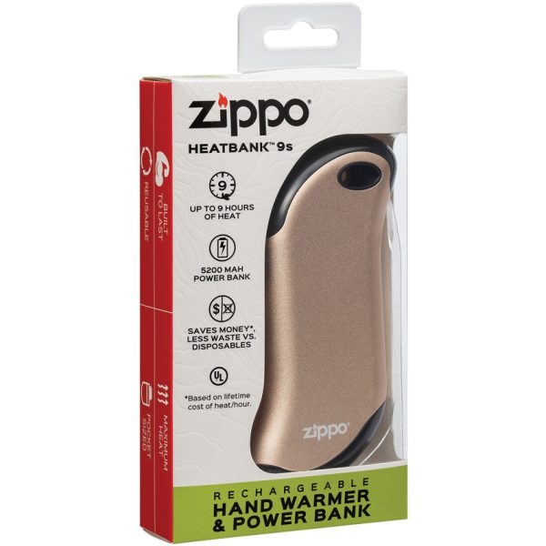 Zippo HeatBank 9s Rechargeable Hand Warmer & Power Bank - Champagne