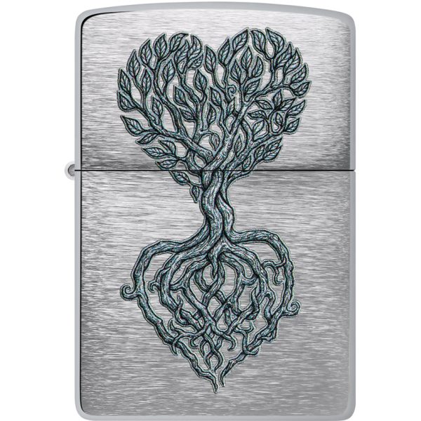 Zippo Rooted In Love Brushed Chrome Lighter