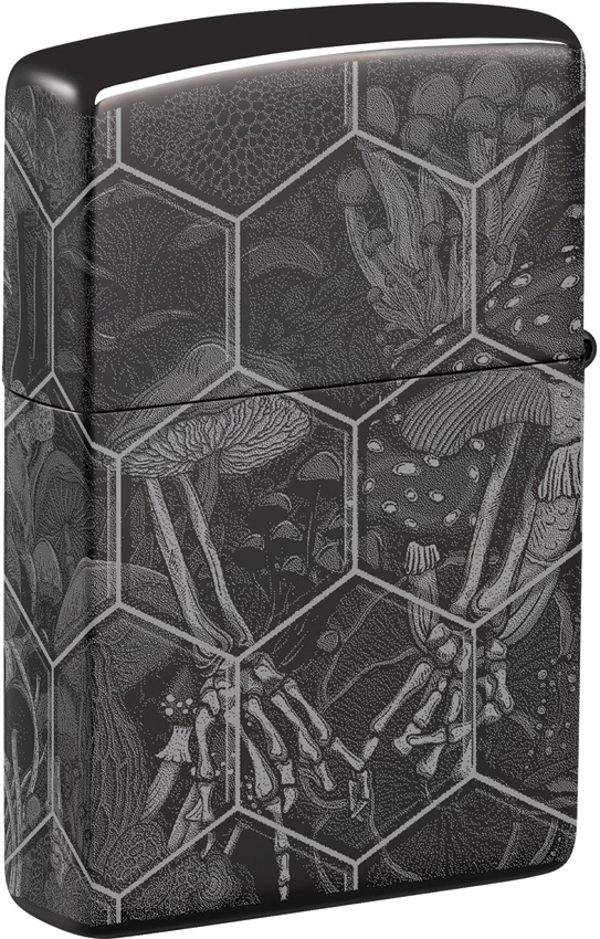 Zippo Mushroom Skulls Lighter High Polish Black Ice