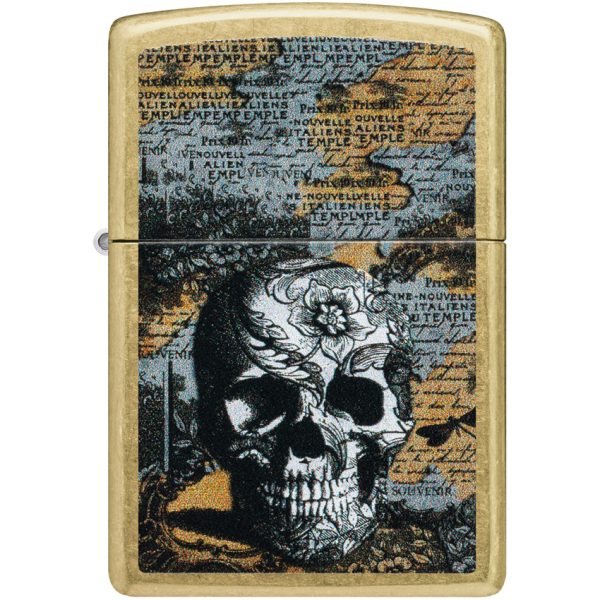 Zippo Floral Skull Lighter Street Brass