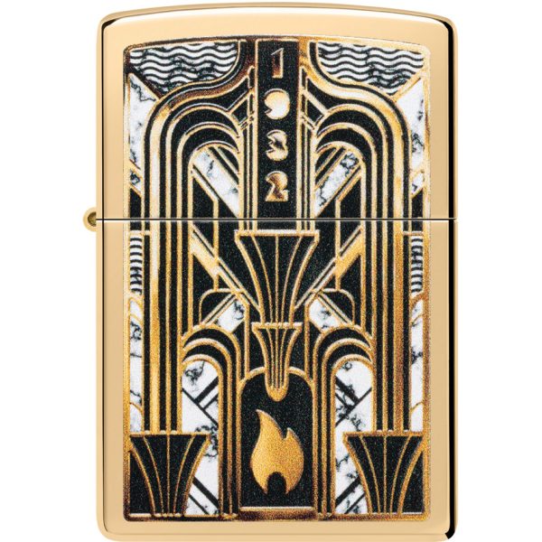 ZO26921_add_01 Zippo Art Deco Flame High Polish Brass Lighter