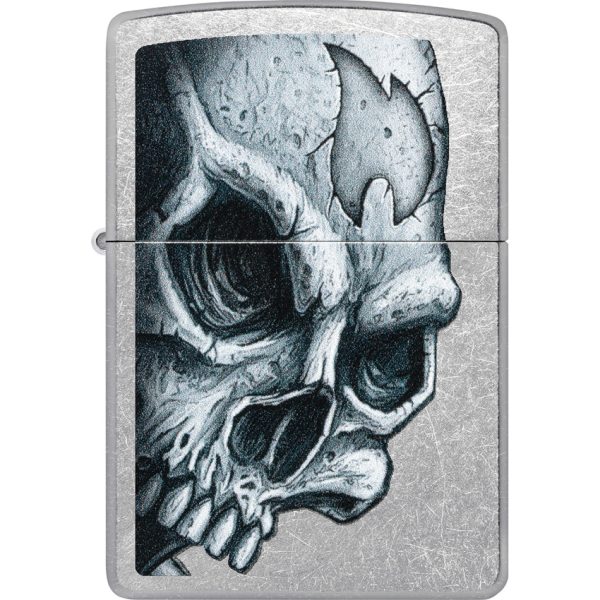 Zippo Skull And Flame Street Chrome Lighter