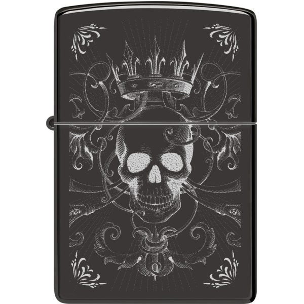 Zippo Royal Skull High Polish Black Ice Lighter