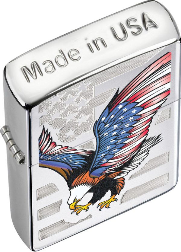 Zippo Eagle Flag High Polish Chrome Lighter