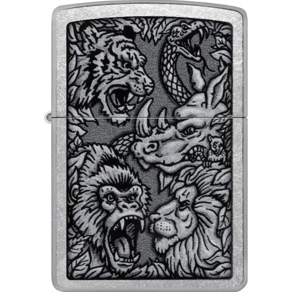 Zippo Jungle Design Street Chrome Lighter