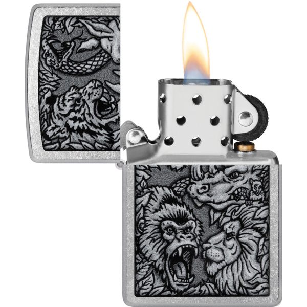 Zippo Jungle Design Street Chrome Lighter