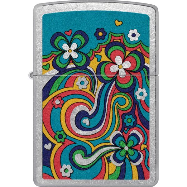 Zippo Flower Power Design Street Chrome Lighter