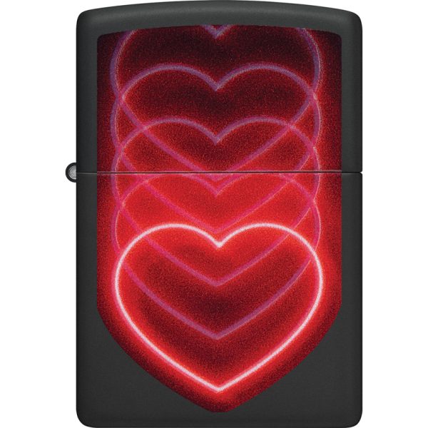 Zippo Hearts Design Black Matte Lighter