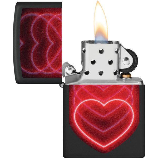 Zippo Hearts Design Black Matte Lighter