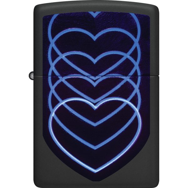 Zippo Hearts Design Black Matte Lighter
