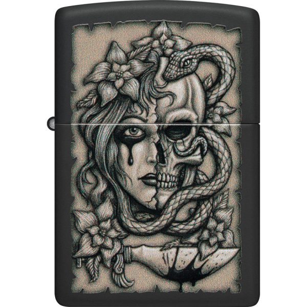 Zippo Gory Tattoo Design Black Matte Lighter