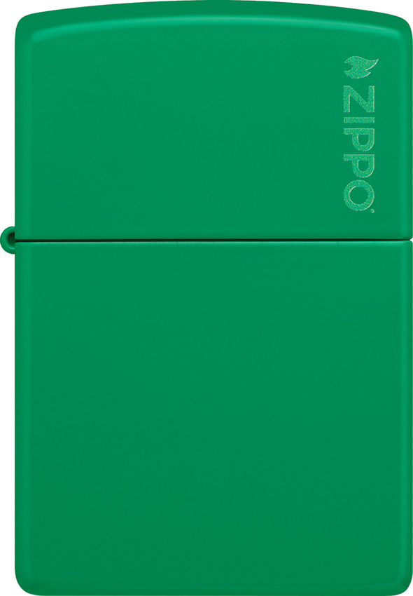 Zippo Grass Green Matte Lighter w/ Zippo Logo - Boxed