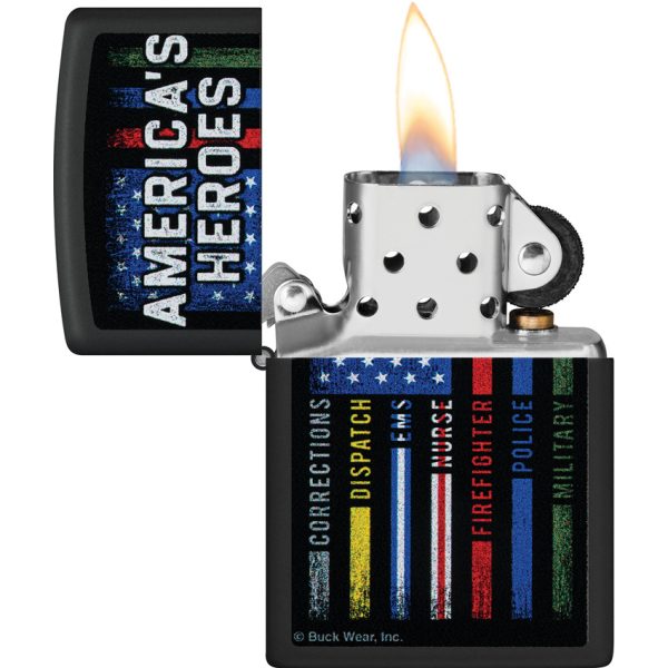 ZO53484_add_02-1 Zippo BuckMark Americas Heroes Black Matte Lighter