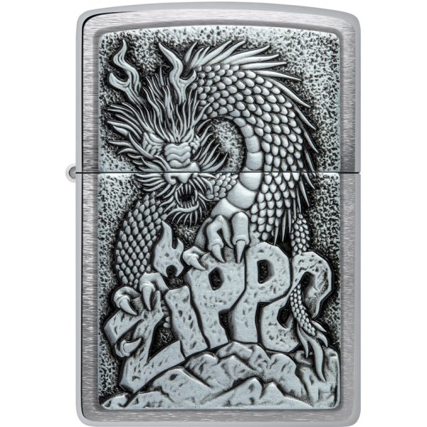 Zippo Dragon Design Brushed Chrome Lighter