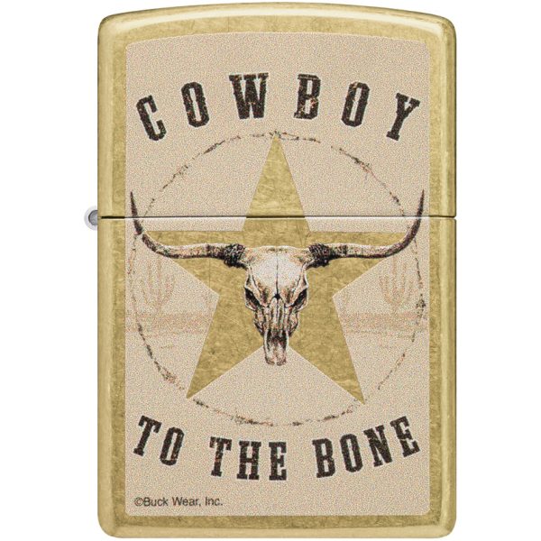 Zippo Buck Wear Cowboy Lighter, Street Brass