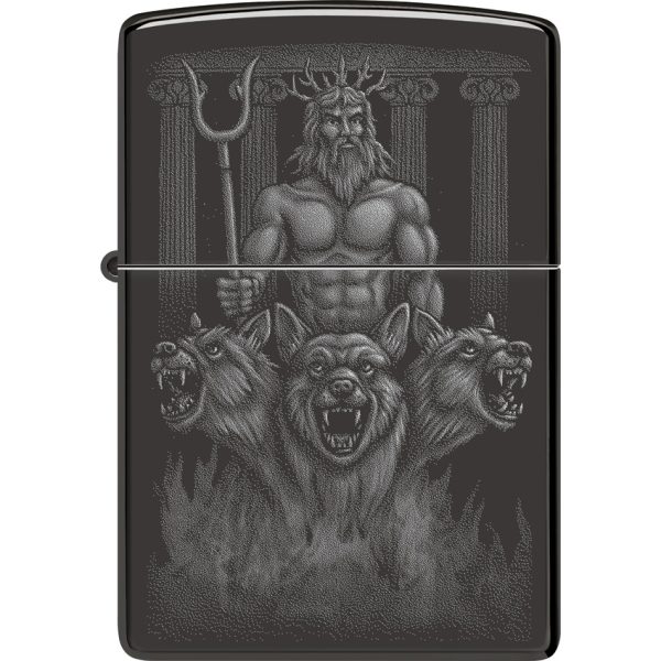 Zippo Greek Dogs High Polish Black Ice Lighter